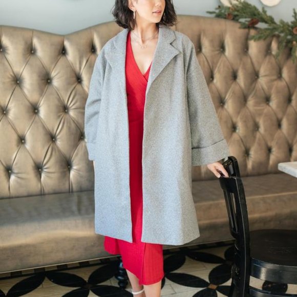 Deconstructed Oversized Trench Coat in Stone Gray - Picture 3 of 5